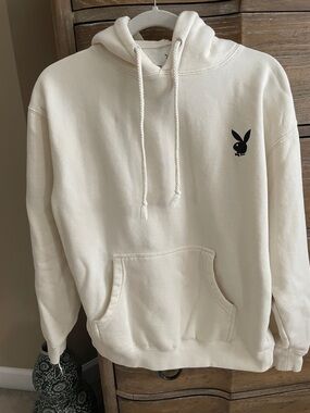 PLAYBOY Cream Hoodie with Black Bunny Logo
